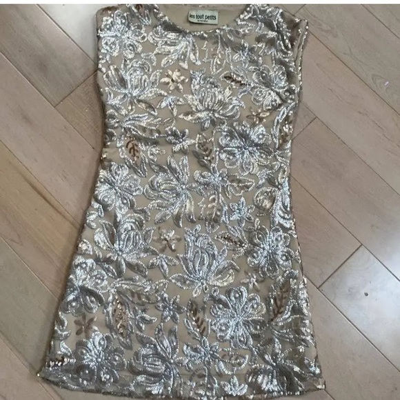 Let tout Petits girls gold cream sequin party shift dress - Picture 3 of 9